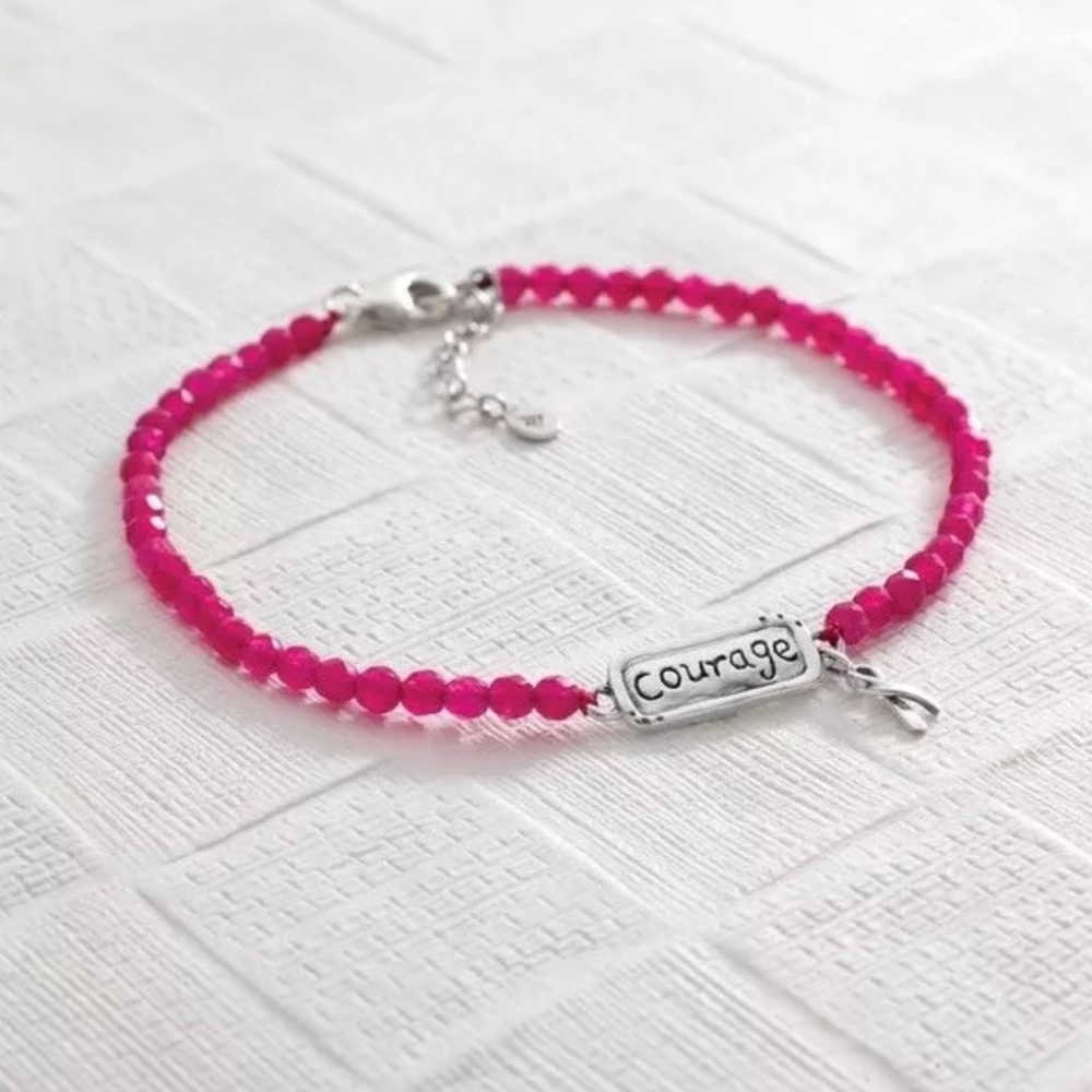 NWT- Silpada Pink Beaded Bracelet with Courage Charm